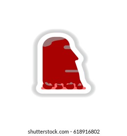 Vector illustration in paper sticker style Easter Island stone head moai
