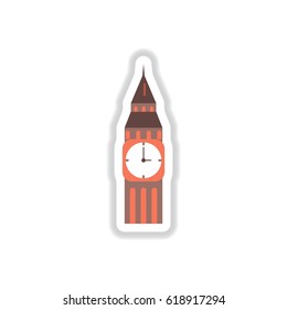 Vector illustration in paper sticker style big ben