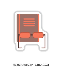 Vector illustration in paper sticker style Book and glasses
