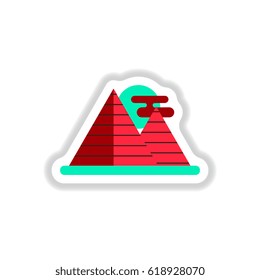 Vector illustration in paper sticker style Egypt pyramids and sun