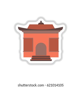 Vector illustration in paper sticker style Chinese holiday home