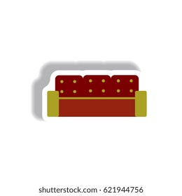 Vector illustration in paper sticker style sofa