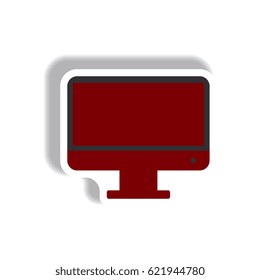 Vector illustration in paper sticker style tv monitor