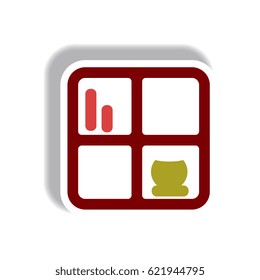Vector illustration in paper sticker style bookshelf