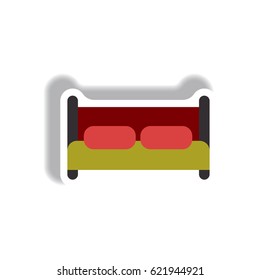 Vector illustration in paper sticker style bed
