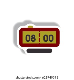 Vector illustration in paper sticker style digital clock