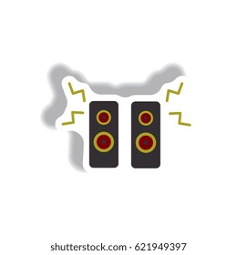 Vector illustration in paper sticker style loudspeakers