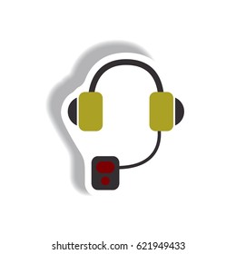 Vector illustration in paper sticker style headphones