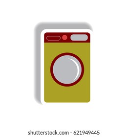 Vector illustration in paper sticker style washing machine