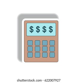 Vector illustration in paper sticker style. infographic design of calculator