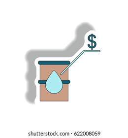 Vector illustration in paper sticker style. infographic design of oil barrel world price