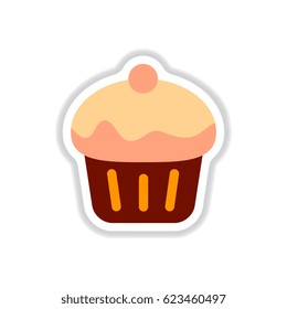 Vector illustration in paper sticker style Cupcake