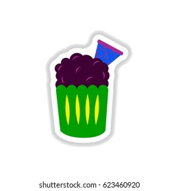 Vector illustration in paper sticker style party ?upcake