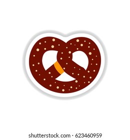 Vector illustration in paper sticker style Bagel