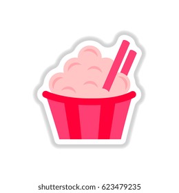 Vector illustration in paper sticker style cinnamon ?upcake