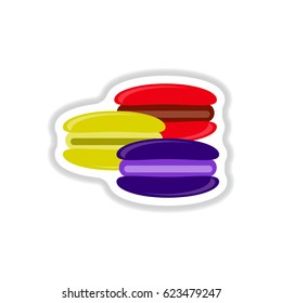 Vector illustration in paper sticker style macaroon cookies