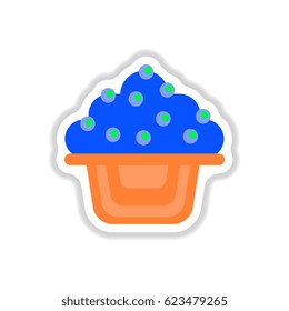 Vector illustration in paper sticker style delicious cake