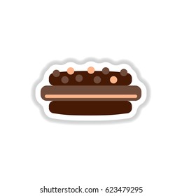 Vector illustration in paper sticker style delicious cake
