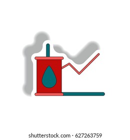 Vector illustration in paper sticker style. infographic design of oil world price progress statistic