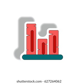 Vector illustration in paper sticker style. infographic design of retro column chart