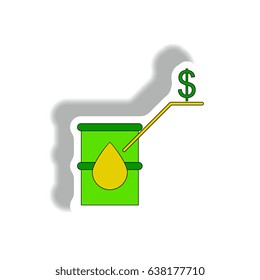Vector illustration in paper sticker style. infographic design of oil barrel world price