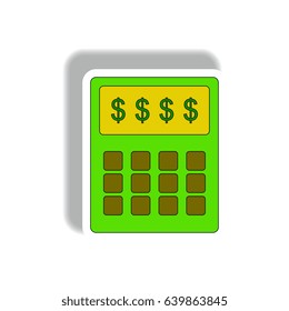 Vector illustration in paper sticker style. infographic design of calculator