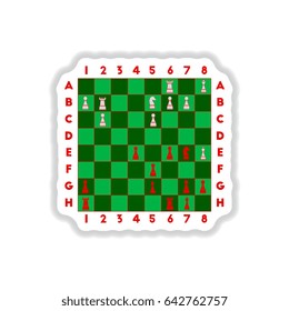 Vector illustration in paper sticker style The various chess position