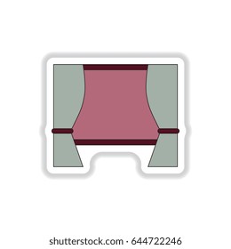 Vector illustration in paper sticker style movie screen with blinds