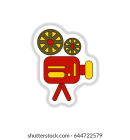 Vector illustration in paper sticker style Retro cinema