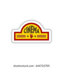 Vector illustration in paper sticker style cinema sign