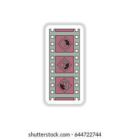Vector illustration in paper sticker style Film strip countdown