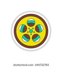Vector illustration in paper sticker style Retro video film
