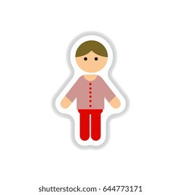 Vector illustration in paper sticker style little boy
