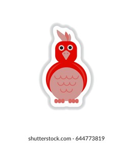 Vector illustration in paper sticker style parrot Cockatoo