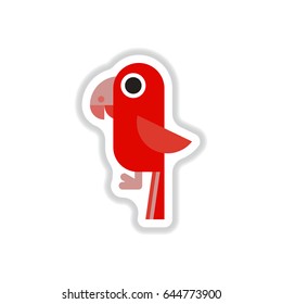 Vector illustration in paper sticker style baby parrot