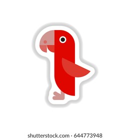 Vector illustration in paper sticker style parrot
