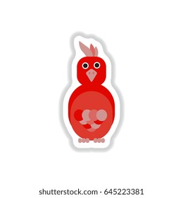 Vector illustration in paper sticker style parrot Cockatoo
