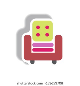 Vector illustration in paper sticker style armchair