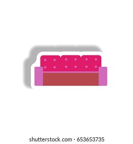 Vector illustration in paper sticker style sofa