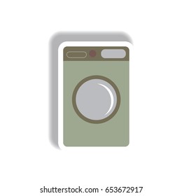 Vector illustration in paper sticker style washing machine