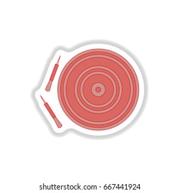 Vector illustration in paper sticker style Dart and dartboard