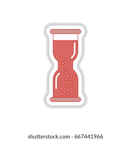 Vector illustration in paper sticker style Hourglass with water