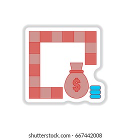 Vector illustration in paper sticker style board game map