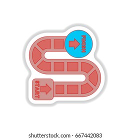 Vector illustration in paper sticker style board game map