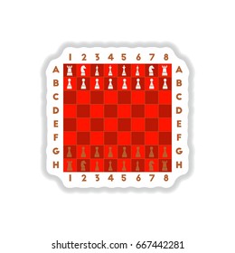 Vector illustration in paper sticker style chess game start