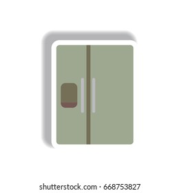 Vector illustration in paper sticker style fridge