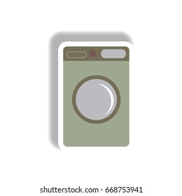 Vector illustration in paper sticker style washing machine