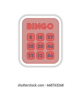 Vector illustration in paper sticker style Bingo lotto board game