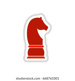 Vector illustration in paper sticker style Chess knight