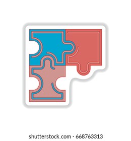 Vector illustration in paper sticker style Puzzles